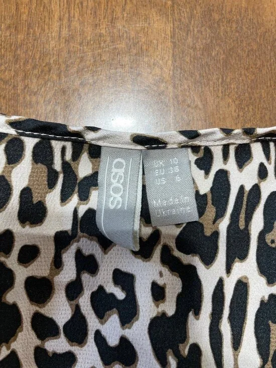 ASOS Leopard Print Satin Tank Shorts Pajama Set Leopard Cheetah Animal Print 6 - Picture 6 of 9